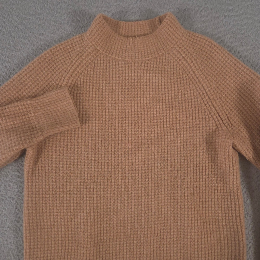 Banana Republic Sweater Womens XS Aire Waffle-Knit Wool Blend Mock Neck Raglan